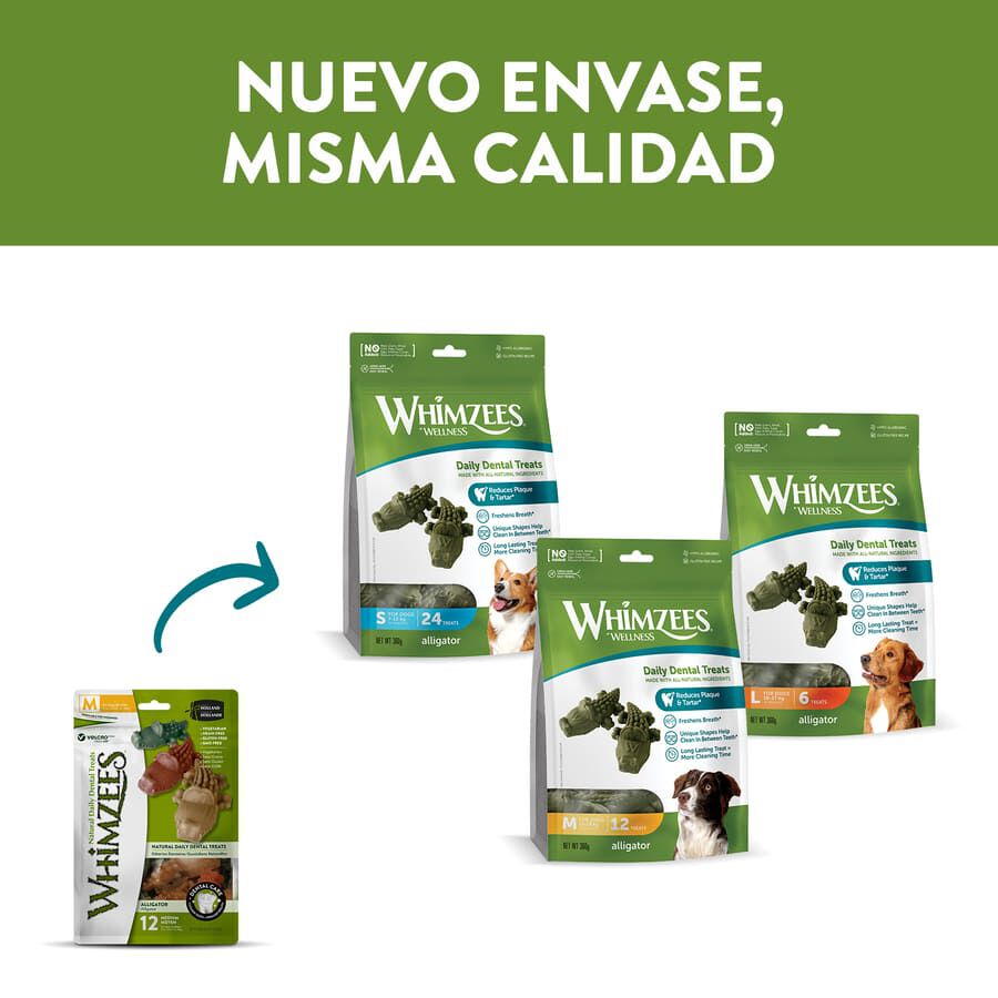 12 sticks Whimzees Snacks Dent&aacute;rios Crocodilo para c&atilde;es de ra&ccedil;as m&eacute;dios, , large Imagem n&uacute;mero 3
